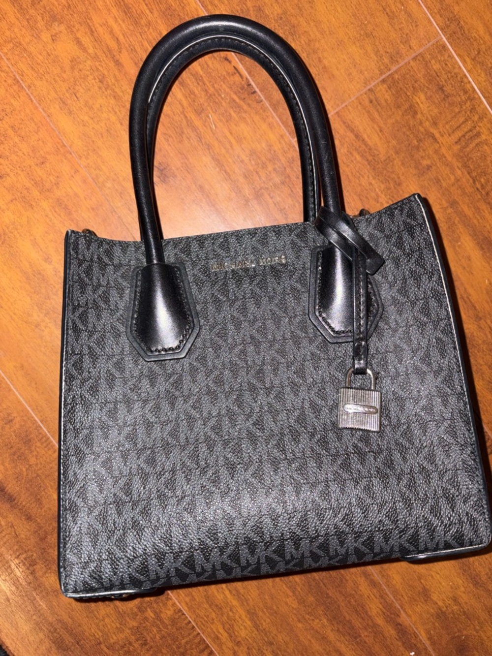 Michael Kors Black Signature MK Satchel with Padlock